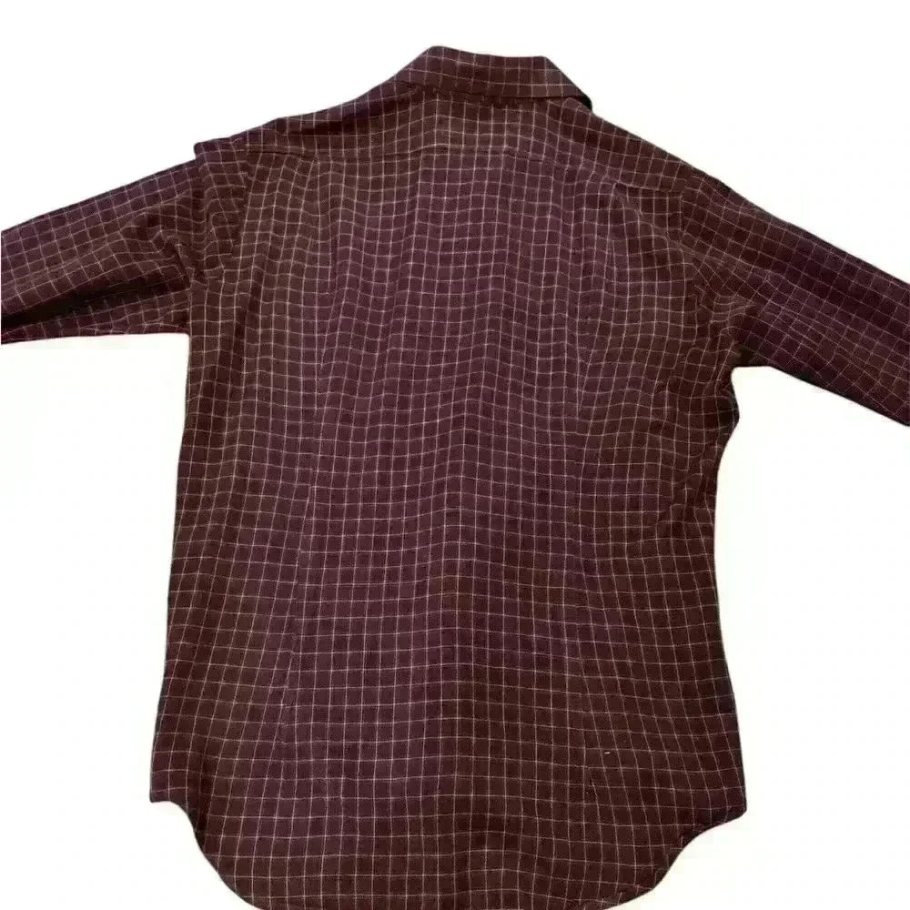 Vintage Maroon Pendleton Plaid Pattern Button Up … - image 5